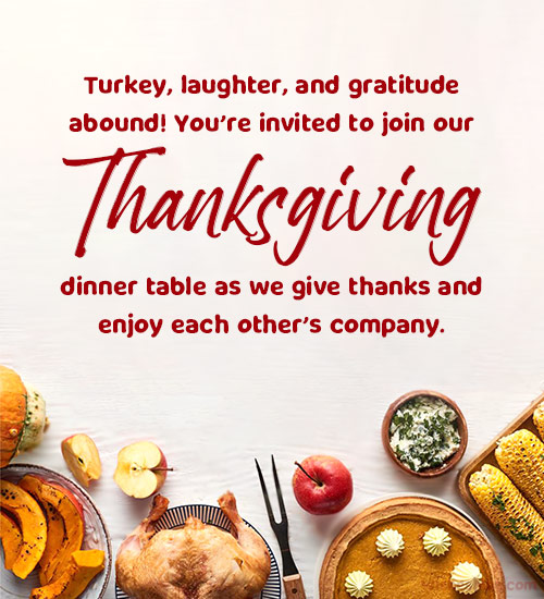 thanksgiving dinner invitation messages
