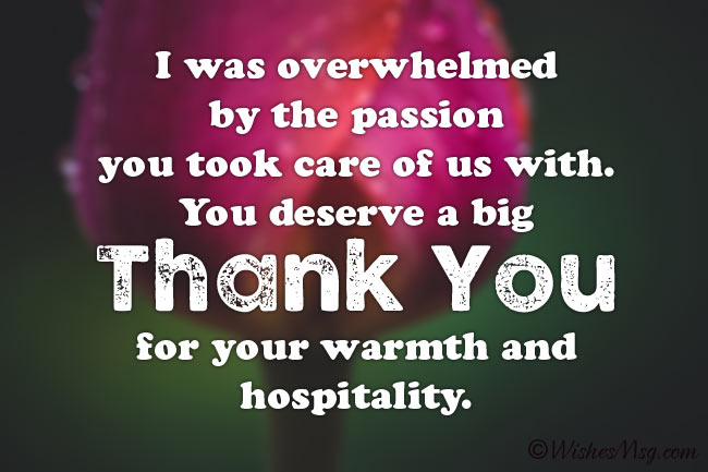 Appreciation Messages for Hospitality