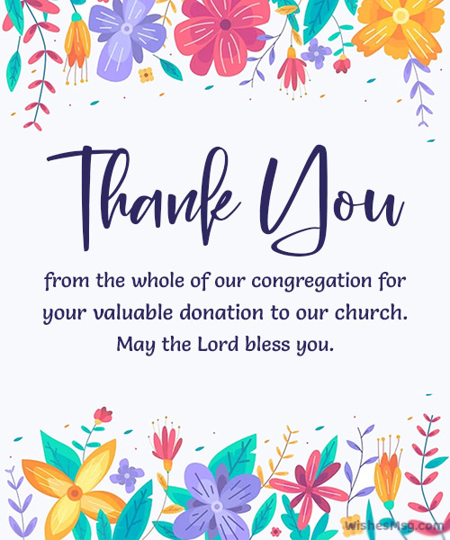thank you message for donation to church