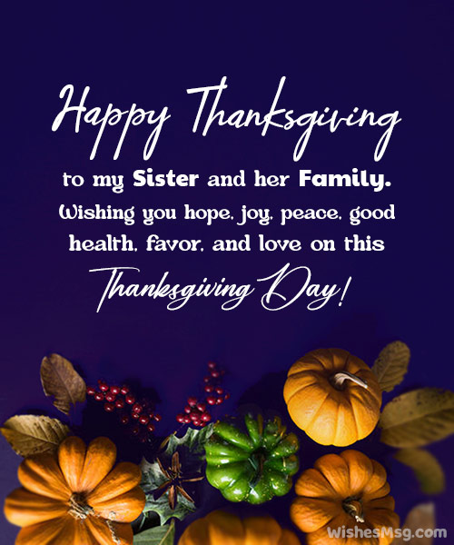 happy thanksgiving sister and family