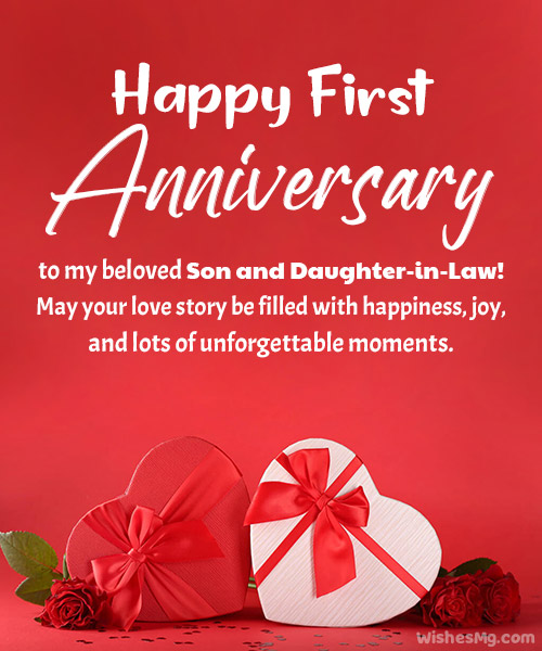 first anniversary wishes for son and daughter in law