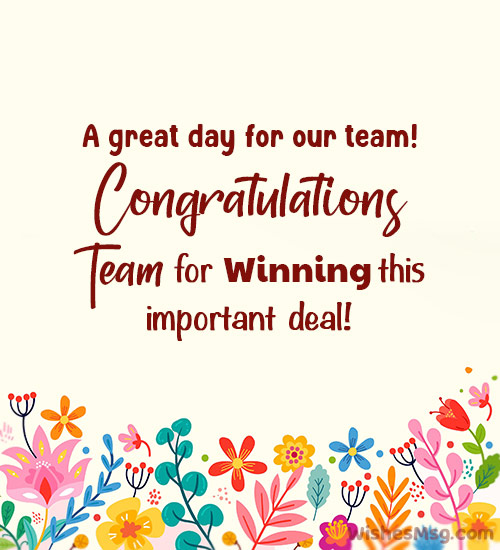 congratulations message for winning team