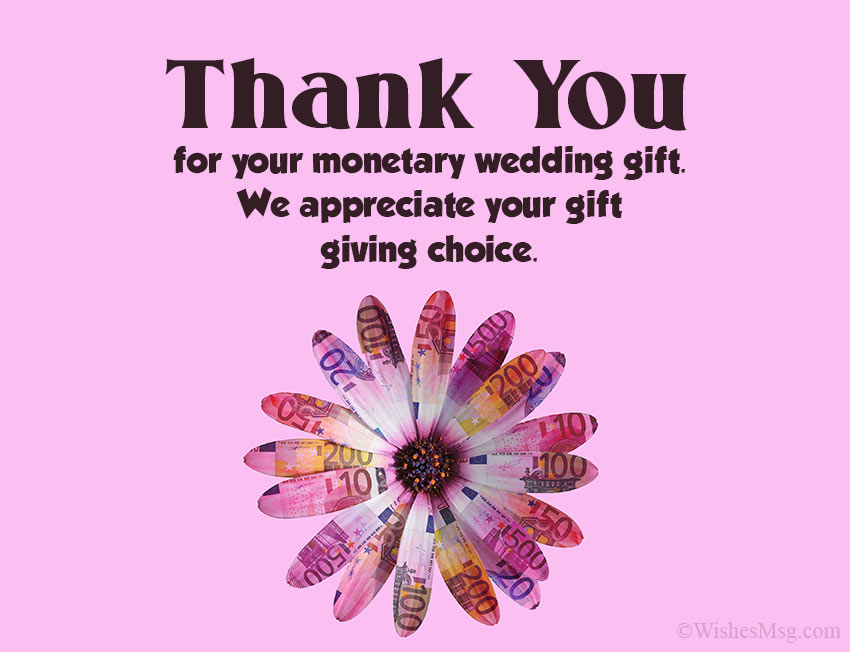 Wedding Thank You Card Message for Money