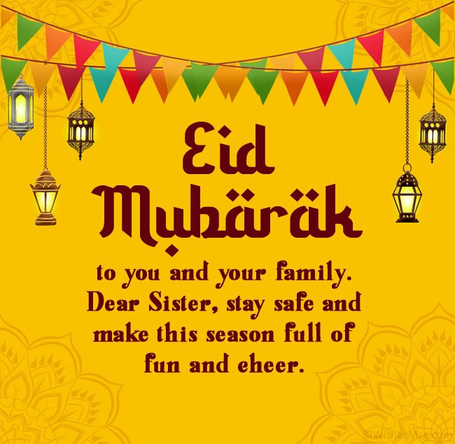 eid mubarak wishes for sister and her family