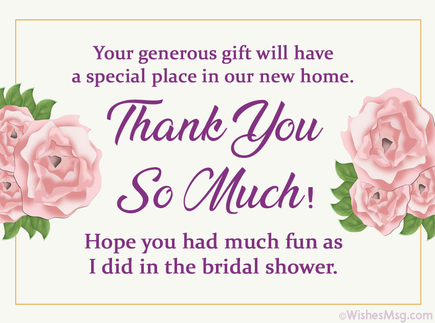 Thank You Messages for Bridal Shower Gift