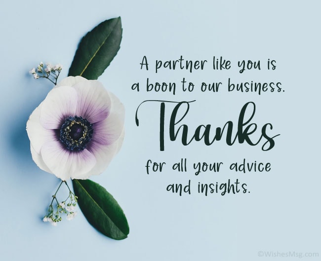 business thank you messages to partner