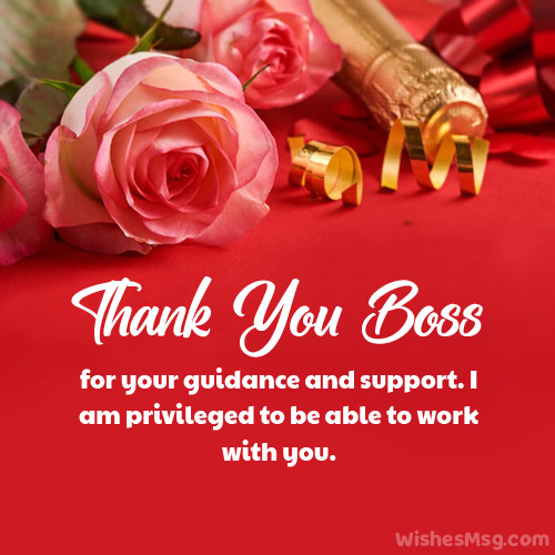 thank you message to boss for support
